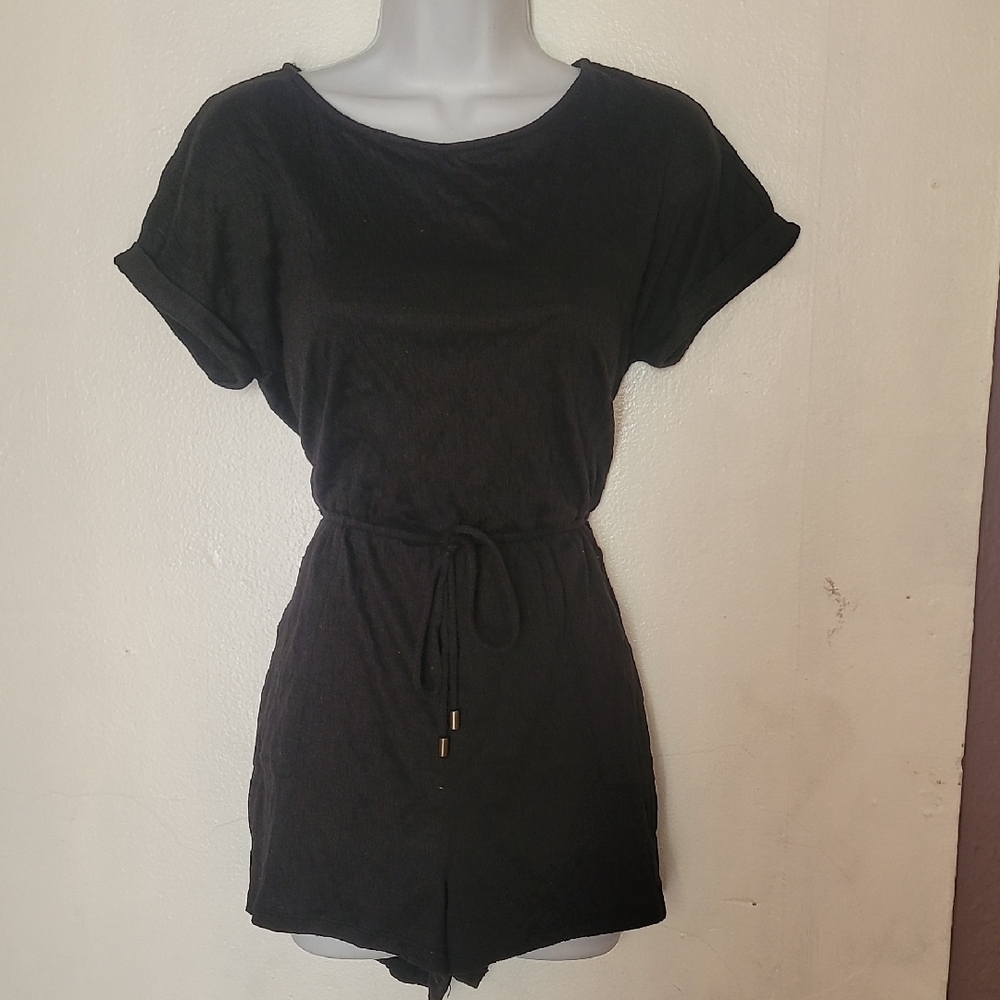 Black Short Sleeve Romper